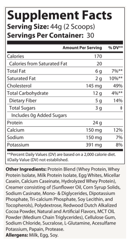 WHEY PROTEIN POWDER - Essential Meal Replacement Chocolate Milkshake No Added Sugar