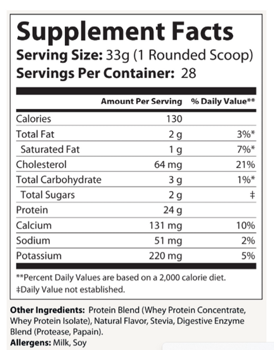 WHEY PROTEIN POWDER - Armor Vanilla w/Stevia Non-GMO