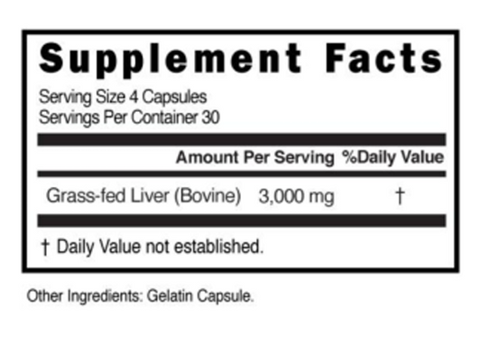 HEALTHY BODY - Grass Fed Desiccated Beef Liver Capsules